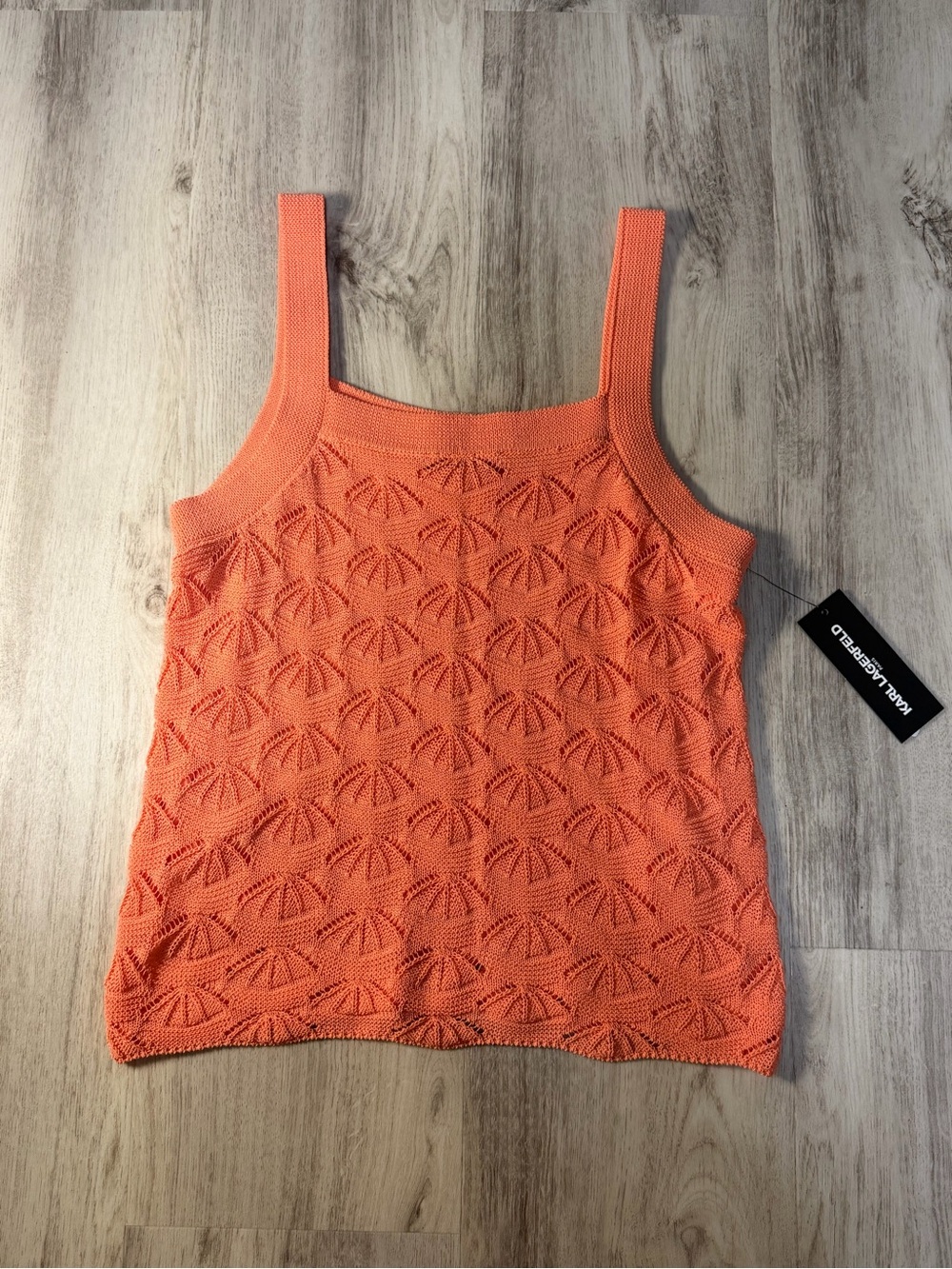 Karl Lagerfeld Coral Knit Fan-Pattern Tank